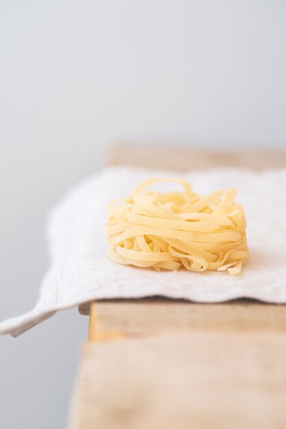 Close-up shot raw pasta