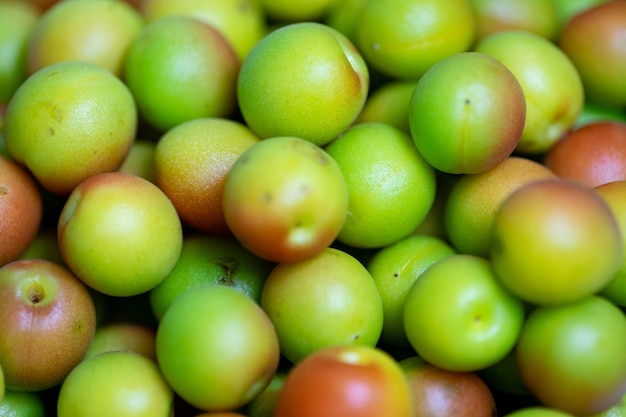 Close up shot of the umeshu Japanese plums