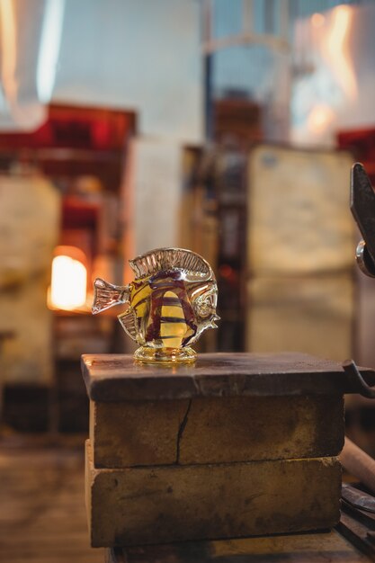 Close-up of showpiece figure made from a molten glass