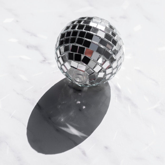 Free photo close-up silver disco globe