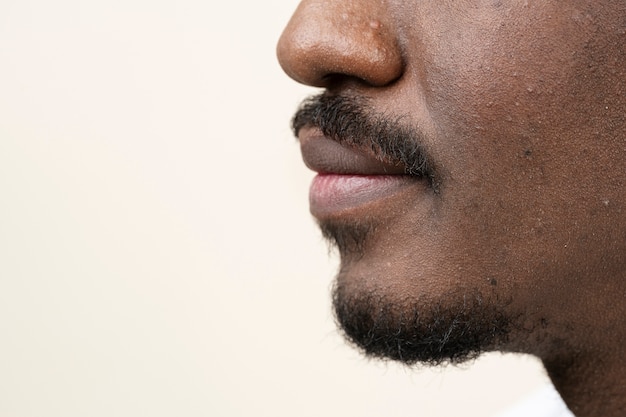 Close up on skin pores during face care routine