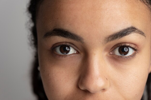 Close up on skin pores during face care routine