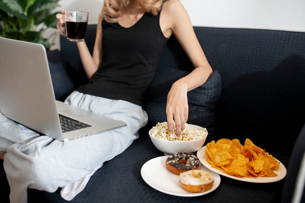 Close up skinny woman with food