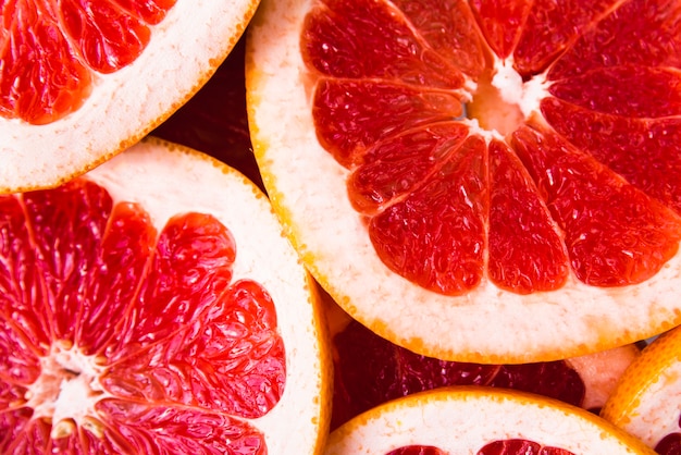 Close-up slices of grapefruit background