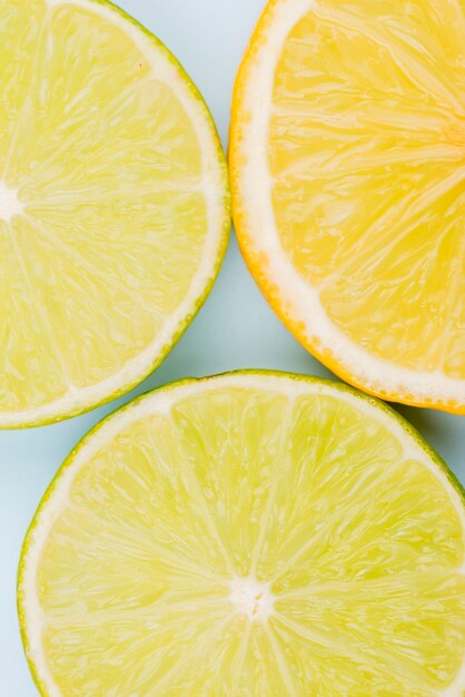 Close-up slices of lemons