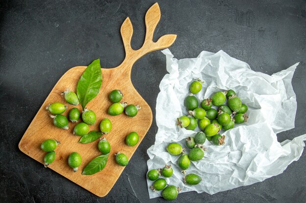 Close up on small vitamin bomb fresh feijoas fruits