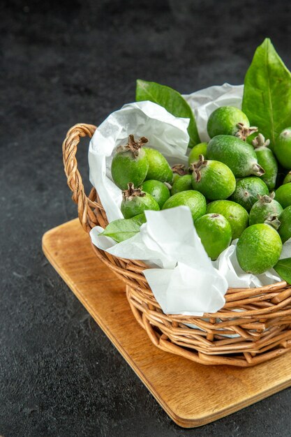 Close up on small vitamin bomb fresh feijoas fruits