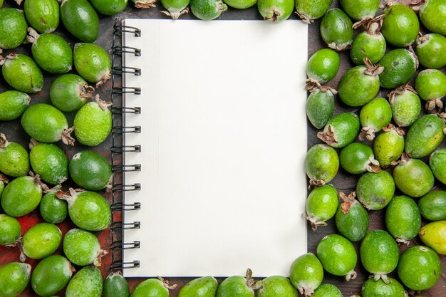 Close up on small vitamin bomb fresh feijoas fruits