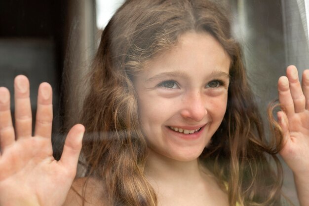 Close up smiley girl portrait