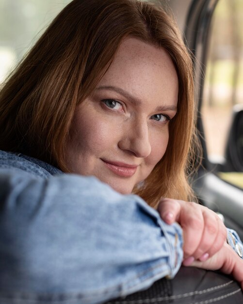 Close up smiley woman portrait