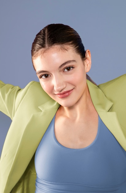 Close up smiley woman posing