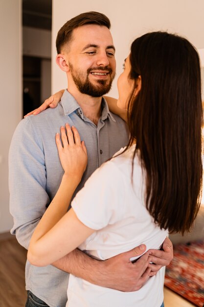 Close up smiling couple portrait