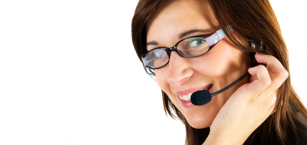 Free photo close-up of smiling worker with glasses