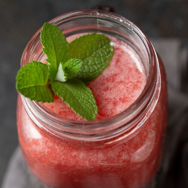 Close-up smoothie in jar