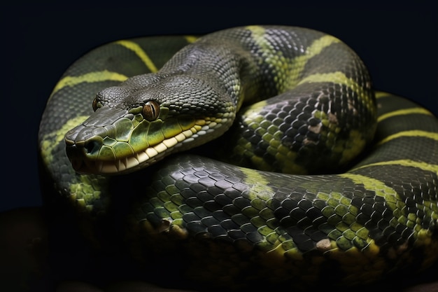 Close up on snake in natural habitat