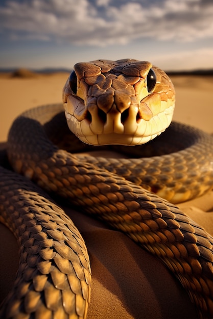 Foto gratuita primo piano sul serpente nell'habitat naturale