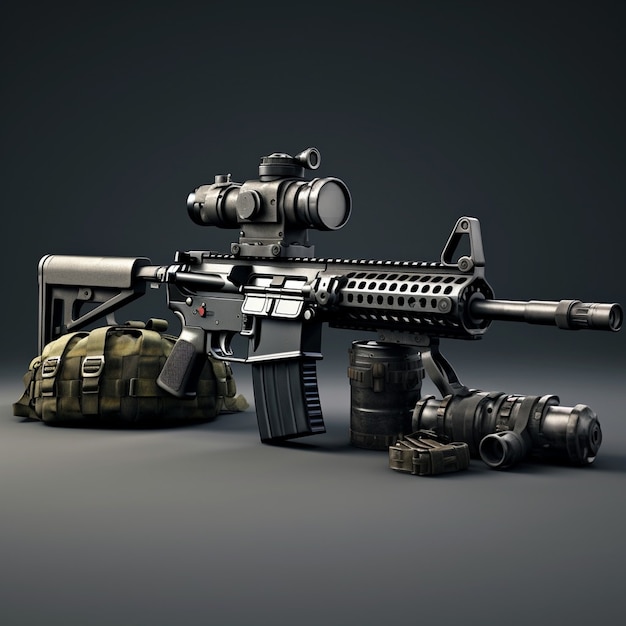 弾薬を備えた狙撃銃をクローズアップ