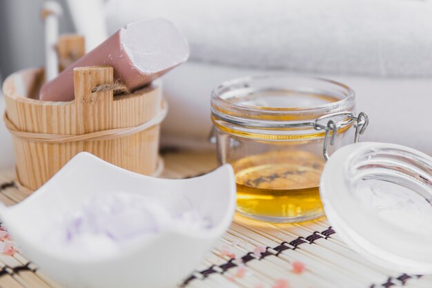 Close-up soap and essential oil