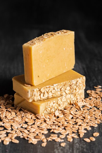 Close-up soap made of oat flakes