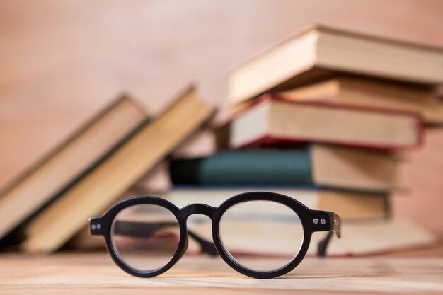 Close-up of spectacles on a table