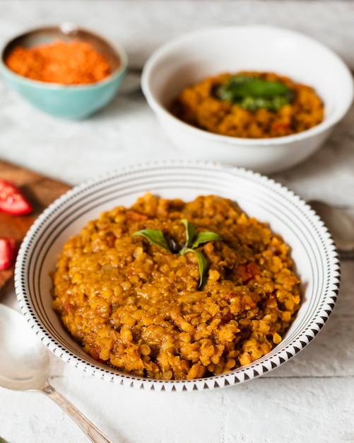 Close-up spicy indian food dish