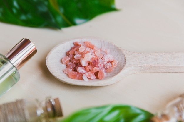 Close-up spoon with aroma salt