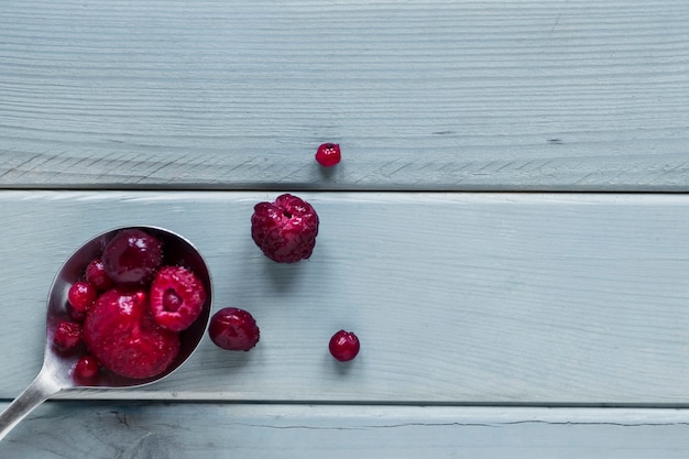 Close-up spoon with berries