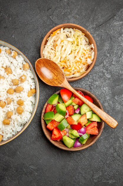 Close up on steamed rice meal on plate