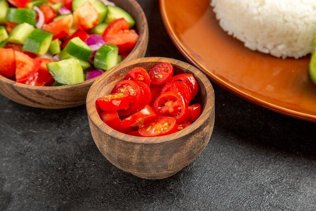 Close up on steamed rice meal on plate