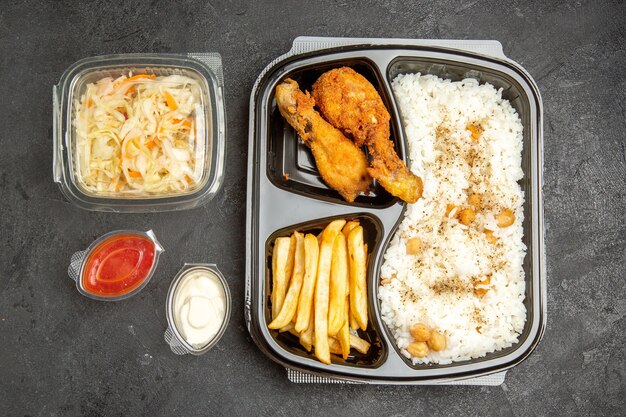 Close up on steamed rice meal on plate