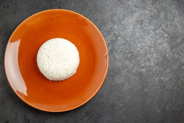 Close up on steamed rice meal on plate