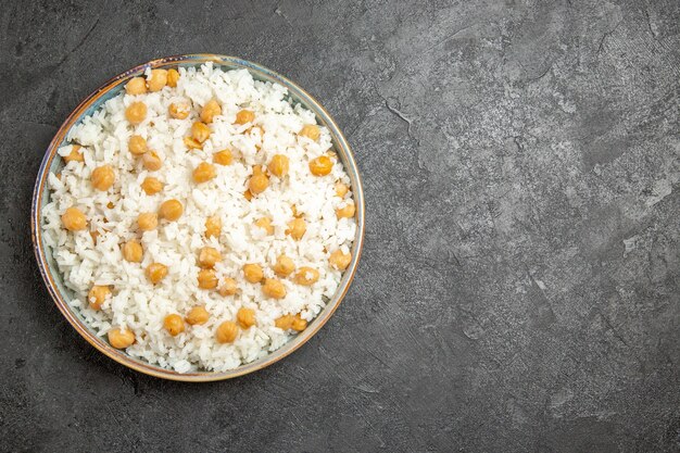 Close up on steamed rice meal on plate