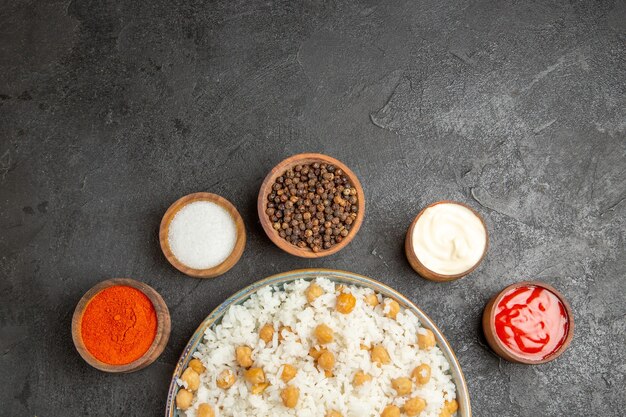 Close up on steamed rice meal on plate