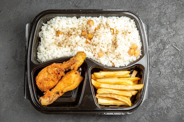 Close up on steamed rice meal on plate