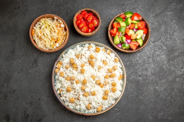 Close up on steamed rice meal on plate