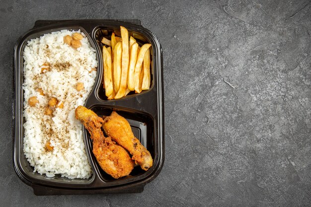 Close up on steamed rice meal on plate