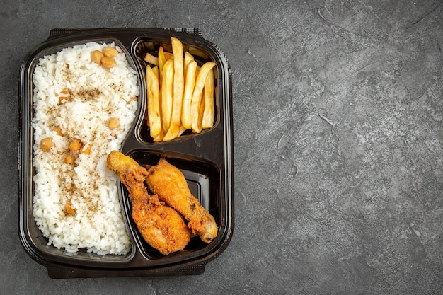 Close up on steamed rice meal on plate