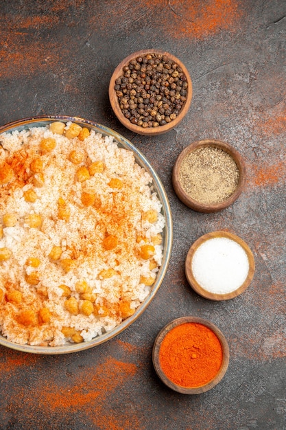 Close up on steamed rice meal on plate