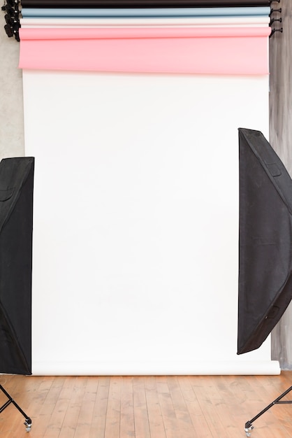 Close-up studio background with lights