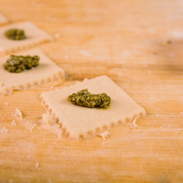 Close-up stuffed pasta