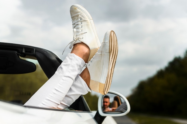 Close-up of stylish footwear