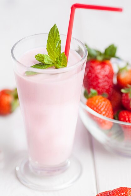 Close up of summer milk shake