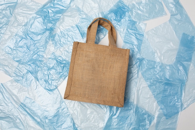 Free photo close up on sustainable shopping bag alternatives