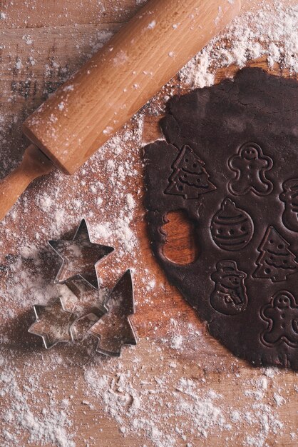 Close up of sweet gingerbread cookies before baking