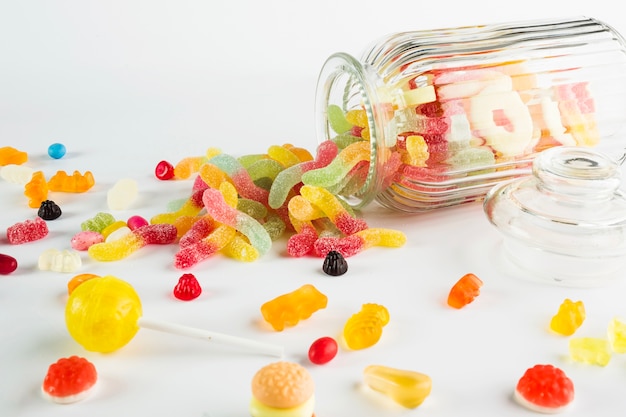 Close-up sweets near jar