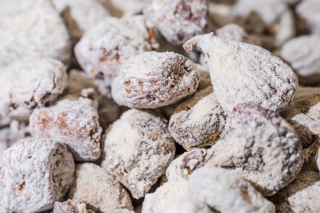 Close-up of sweets with powdered sugar