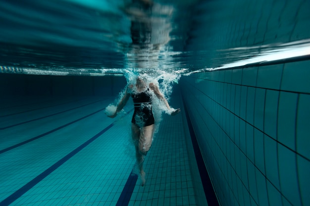 Close up swimmer in pool