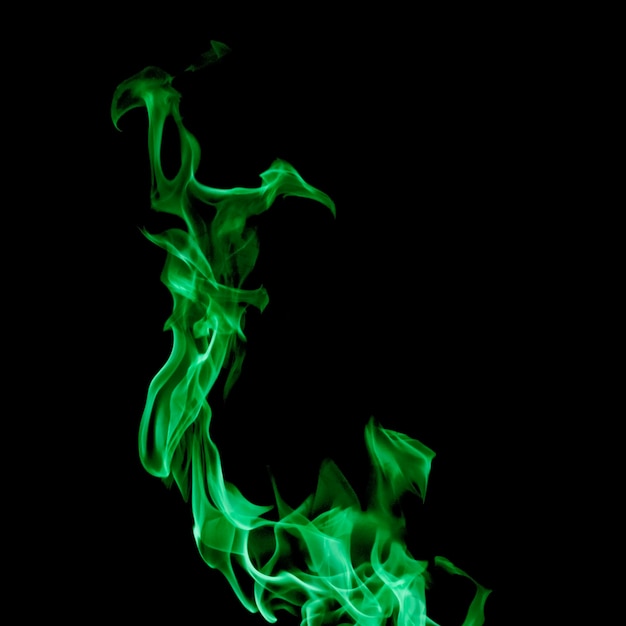 Close-up swirling green fire