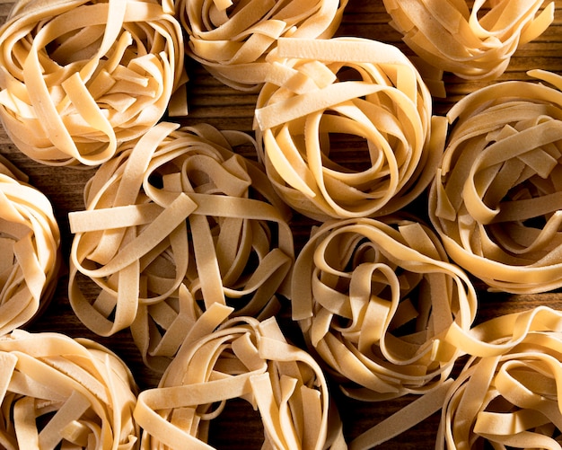 Close-up tagliatelle on table