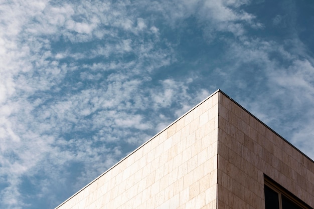 Close up on tall building against the sky